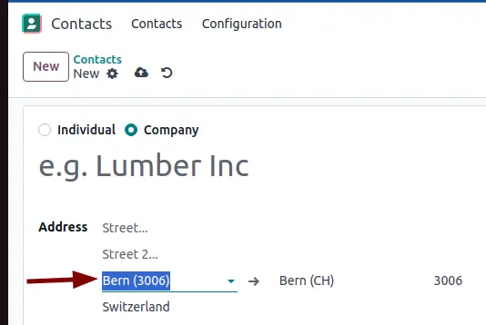 City completion on contact
