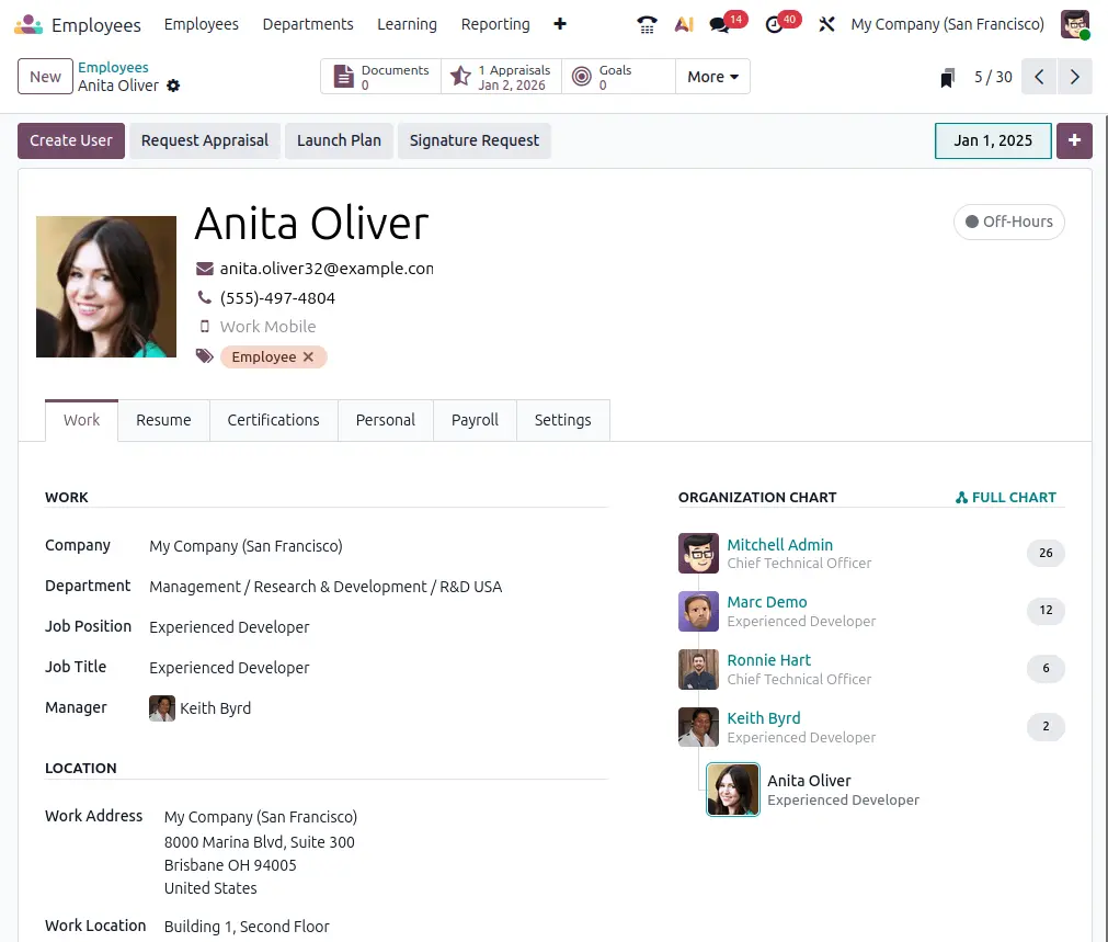 Odoo Employee Management