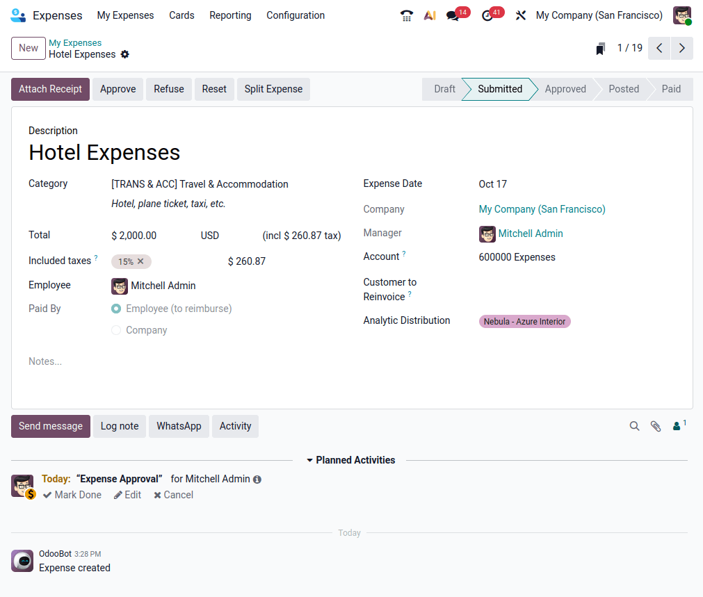 Odoo Expenses Management